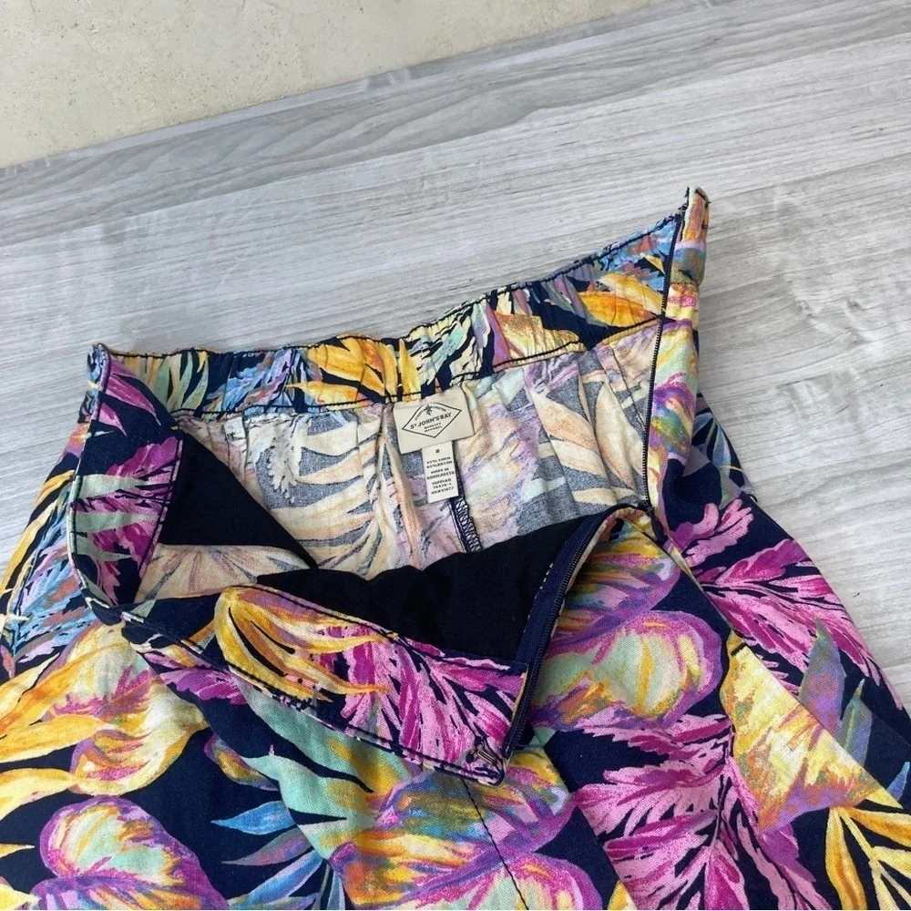 St. John’s Bay Linen Blend Wrap Skort Tropical Coastal Palm Leaf Women’s size 8